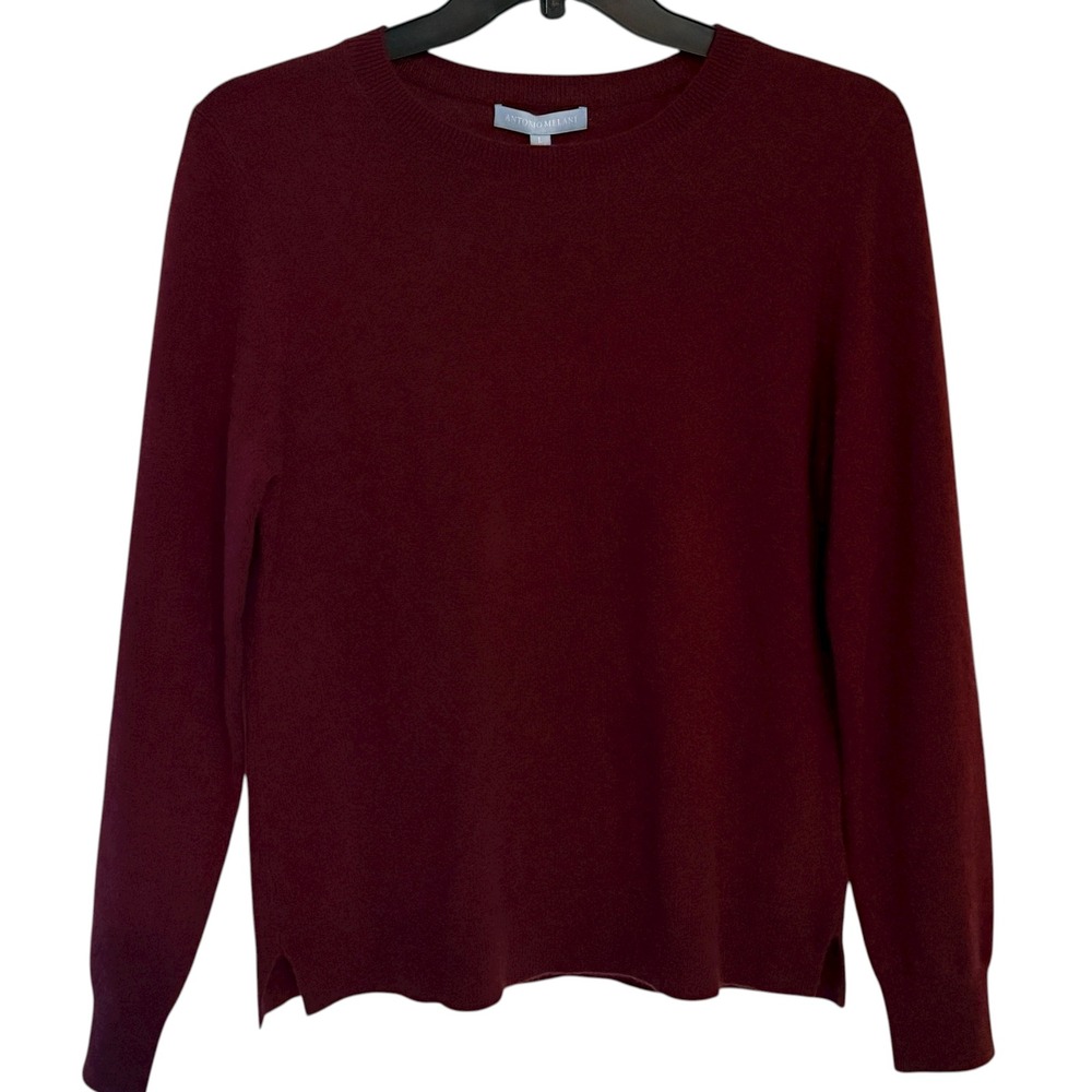 Antonio Melani‎ Womens Large Red Zinfandel Cashmere Cameron Crew Neck Sweater
